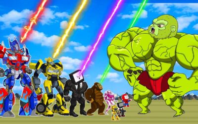 MINI TRANSFORMERS 2D VS. GODZILLA:Optimus x Robot Kong Microraptor x Skibidi & Dinosaure TRAIN: JCB